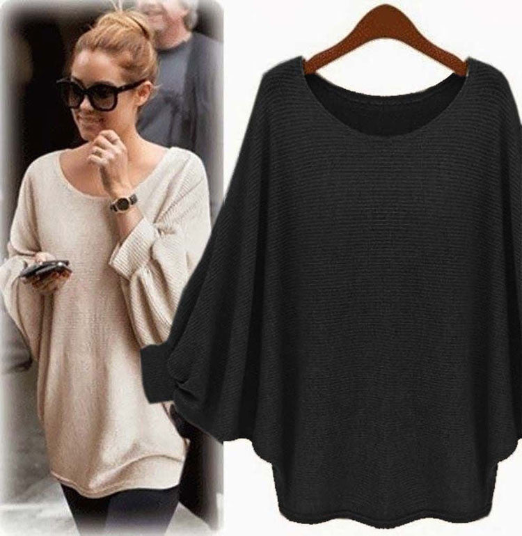 Fashion Batwing Sleeve Scoop Loose Candy Color Sweater – May Your Fashion