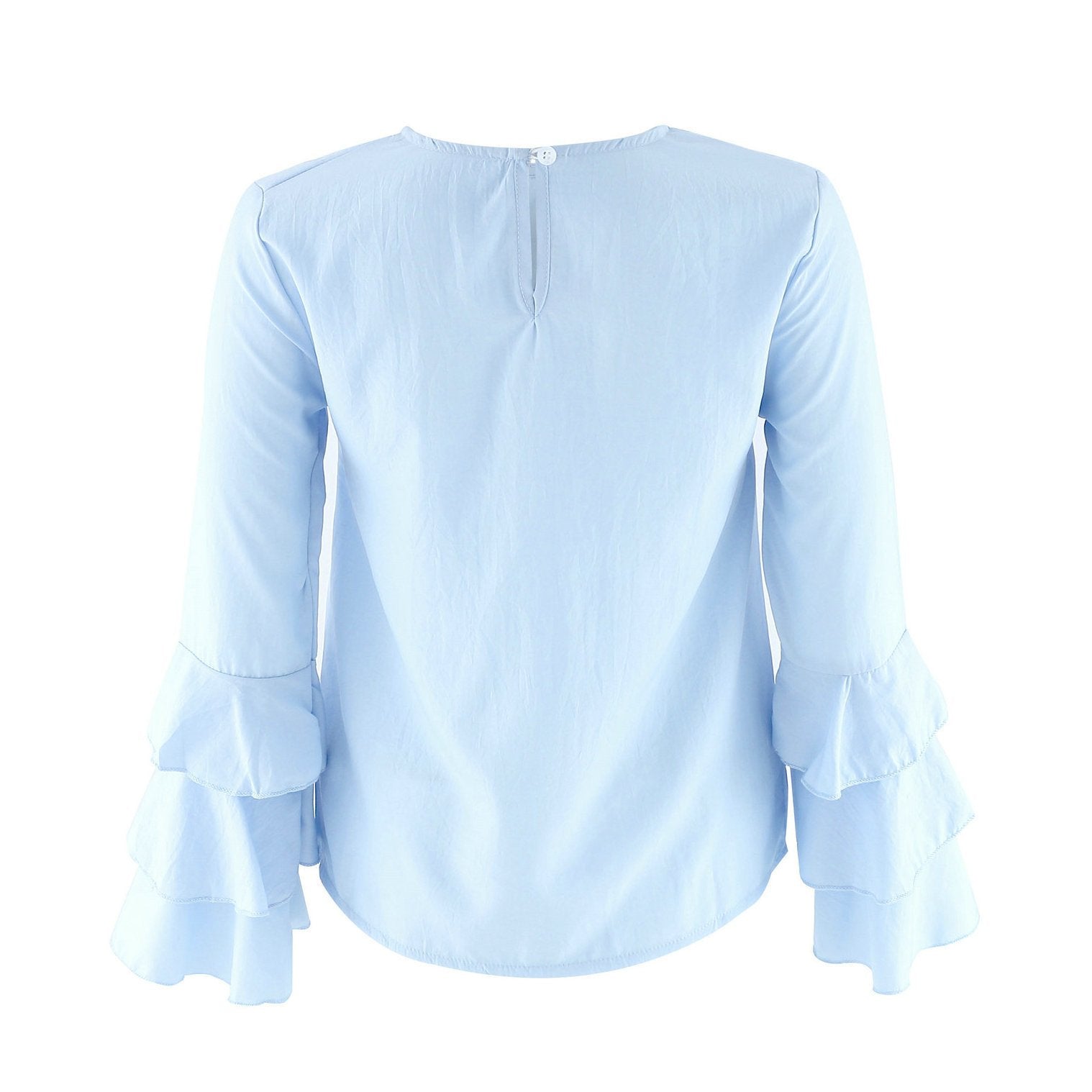 Sweet Long Falbala Sleeve Pure Color Scoop Blouse – May Your Fashion