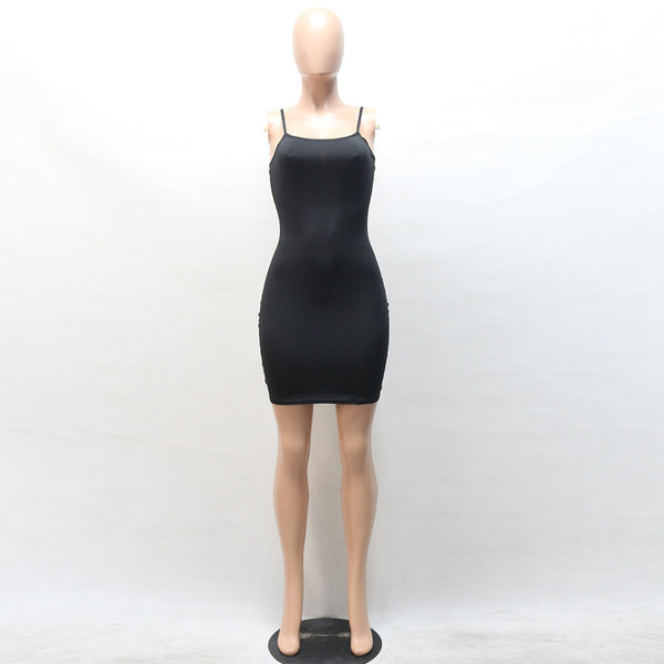 Sexy Spaghetti Strap Pure Color Short Bodycon Dress – May Your Fashion