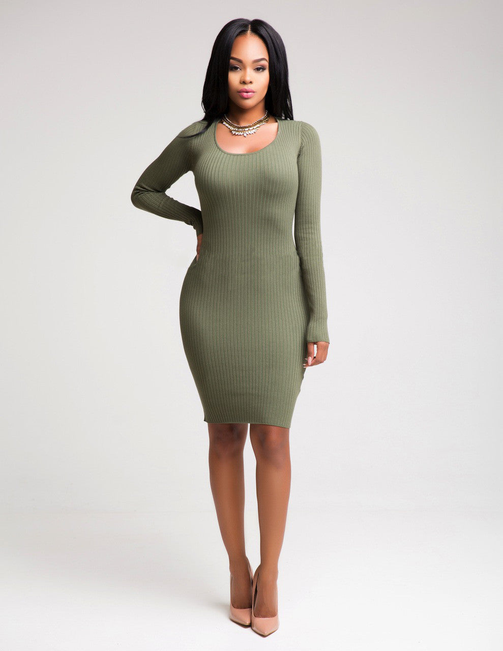 Sexy Hollow Out Back Bodycon Knee-length Dress – May Your Fashion
