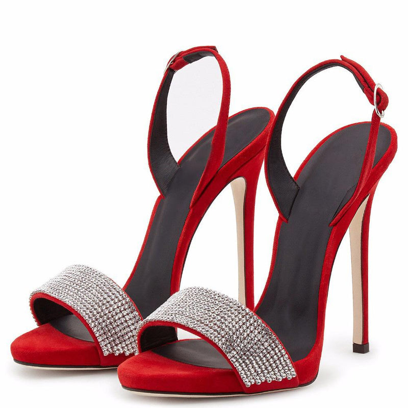 Shinning Rhinestone Open Toe Stiletto High Heels Prom Sandals Shoes ...