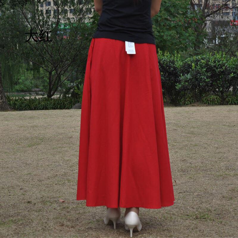 Bohemian Flared Pleated Pure Color Slim Floor Maxi Skirt – May Your Fashion