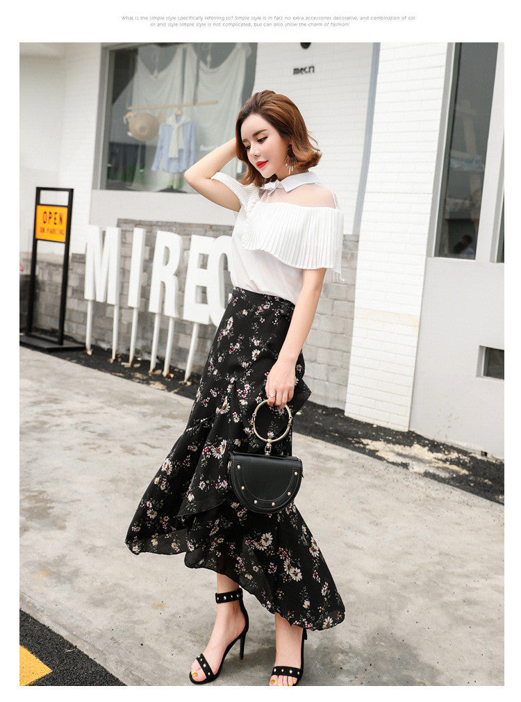 Chiffon Floral Pleated Long Skirt – May Your Fashion