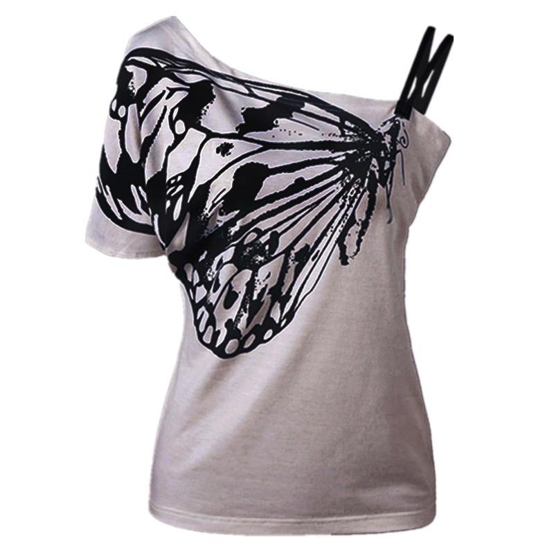 Print One Shoulder Short Sleeves T-shirt – May Your Fashion
