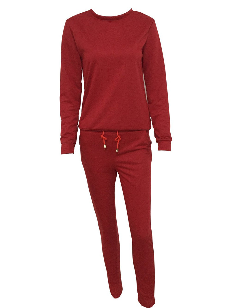 Pure Color Sweatshirt with Skinny Pants Two Pieces Set – May Your Fashion