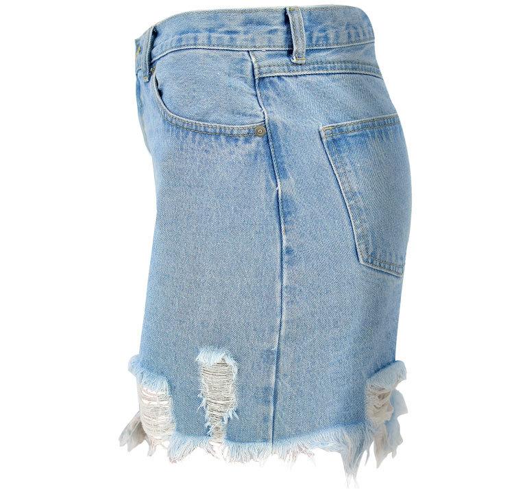 Holes Zipper High Waist Packets Tassels Irregular Slim Short Skirt ...