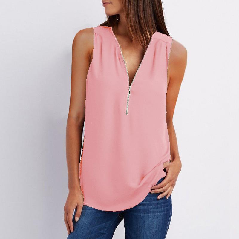 Deep V-neck Pure Color Sleeveless Loose Tank Top – May Your Fashion