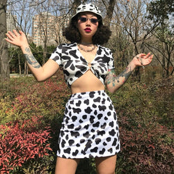 Dairy Cow Print Sexy Two Piece Set 2 