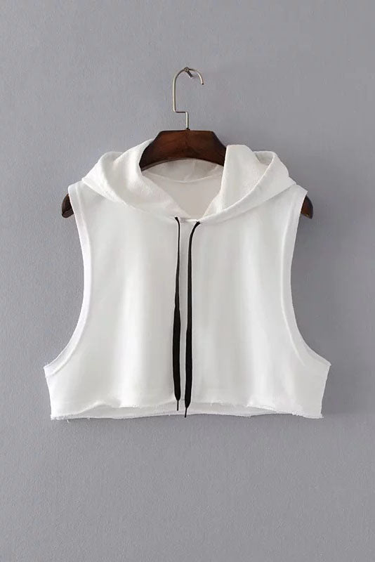 white hooded crop top