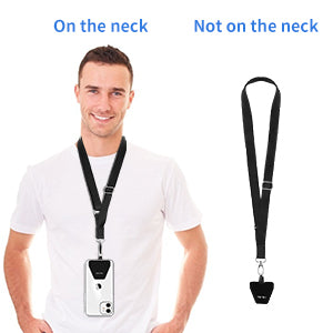Phone lanyards on the neck