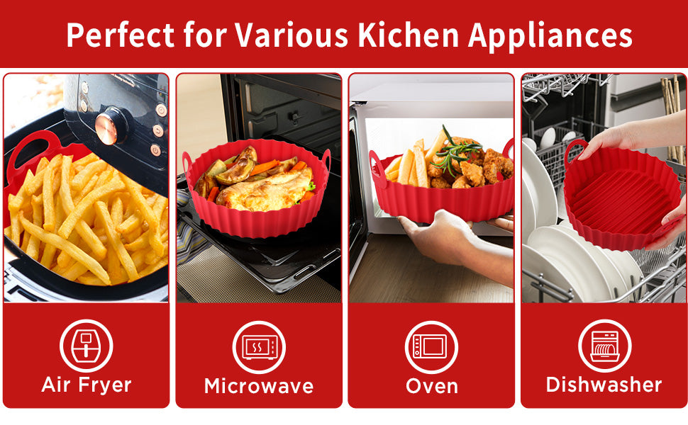 Air Fryer Silicone Carrier, Air Fryer Silicone Tray, Suitable for Oven and  Microwave Etc, Reusable