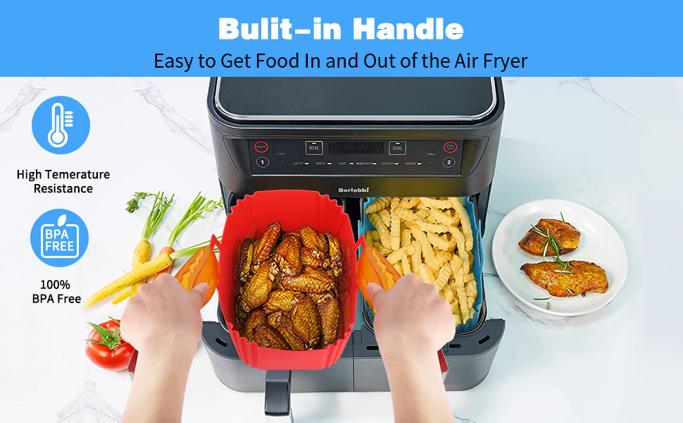 OUTXE Reusable Dual Silicone Air Fryer Liner for Ninja DZ201