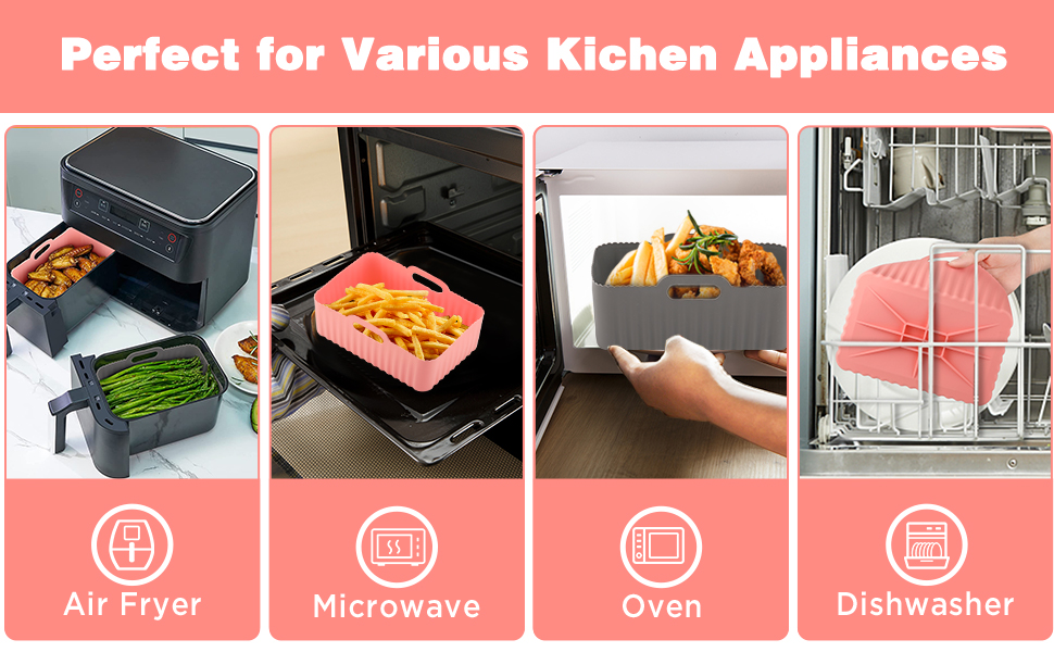 2 Pcs Silicone Air Fryer Liners for Ninja Foodi DZ201 DZ401 6-in-1 8-10QT, Air  Fryer Accessories for Ninja Instant Vortex Plus, Reusable Air Fryer Liner,  Non-Stick
