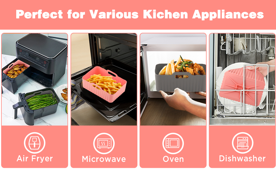 Reusable Silicone Rectangle Liners - Made for Dual Basket Air Fryers –  Lotteli Inc.