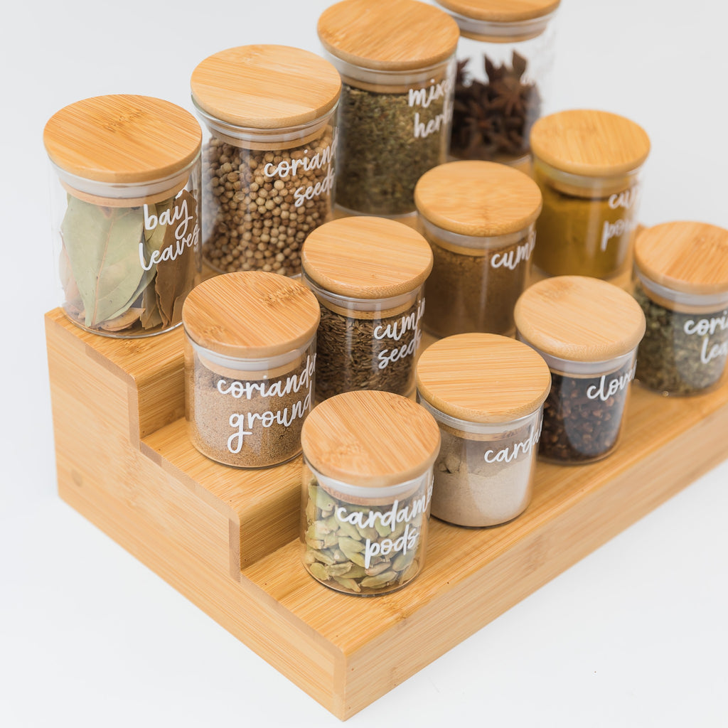 Spice Glass Jar With Bamboo Lid  Pretty Pantry Labels - The Pretty Store