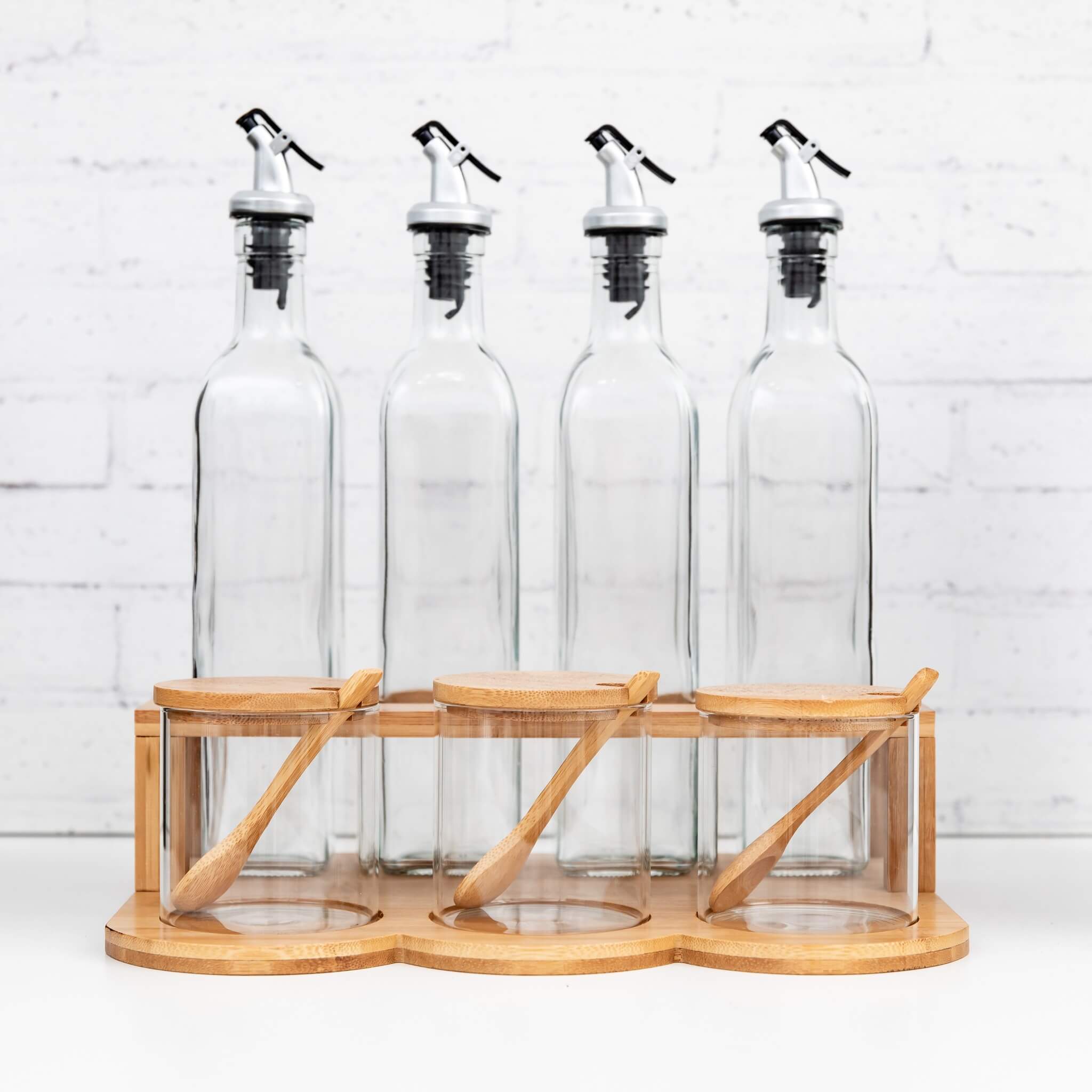 Image of Oil, Vinegar and Sauce Bamboo Storage Set
