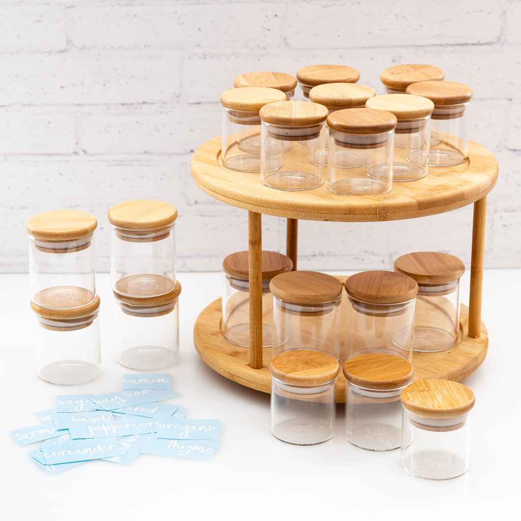 glass spice jar set