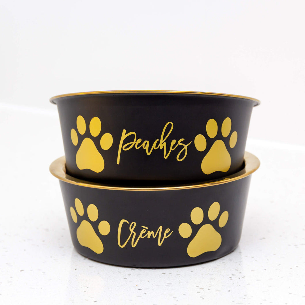 personalized dog bowl set