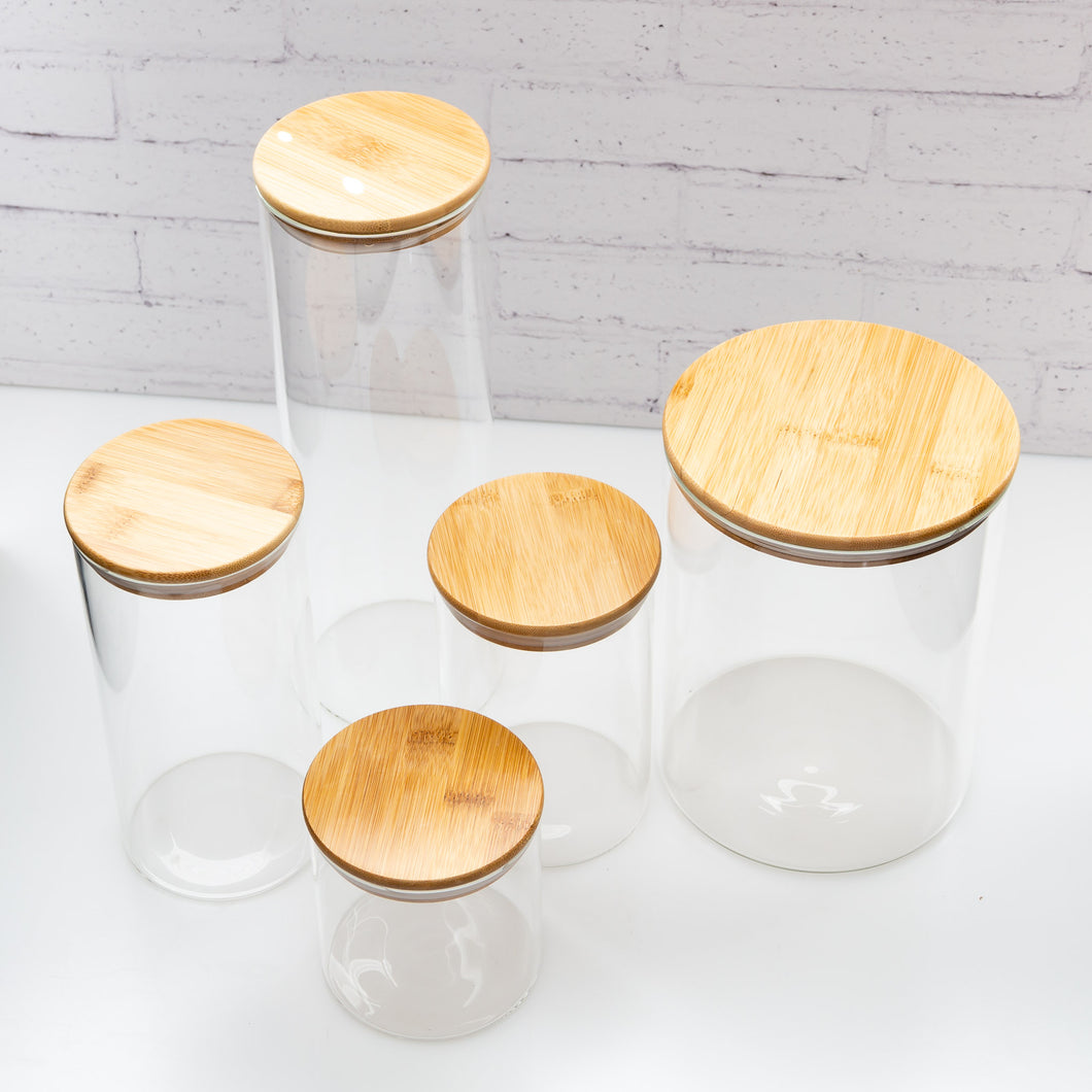 1 Litre Pld Glass Canister Jar With Natural Bamboo Lid Pretty Little Designs Pty Ltd