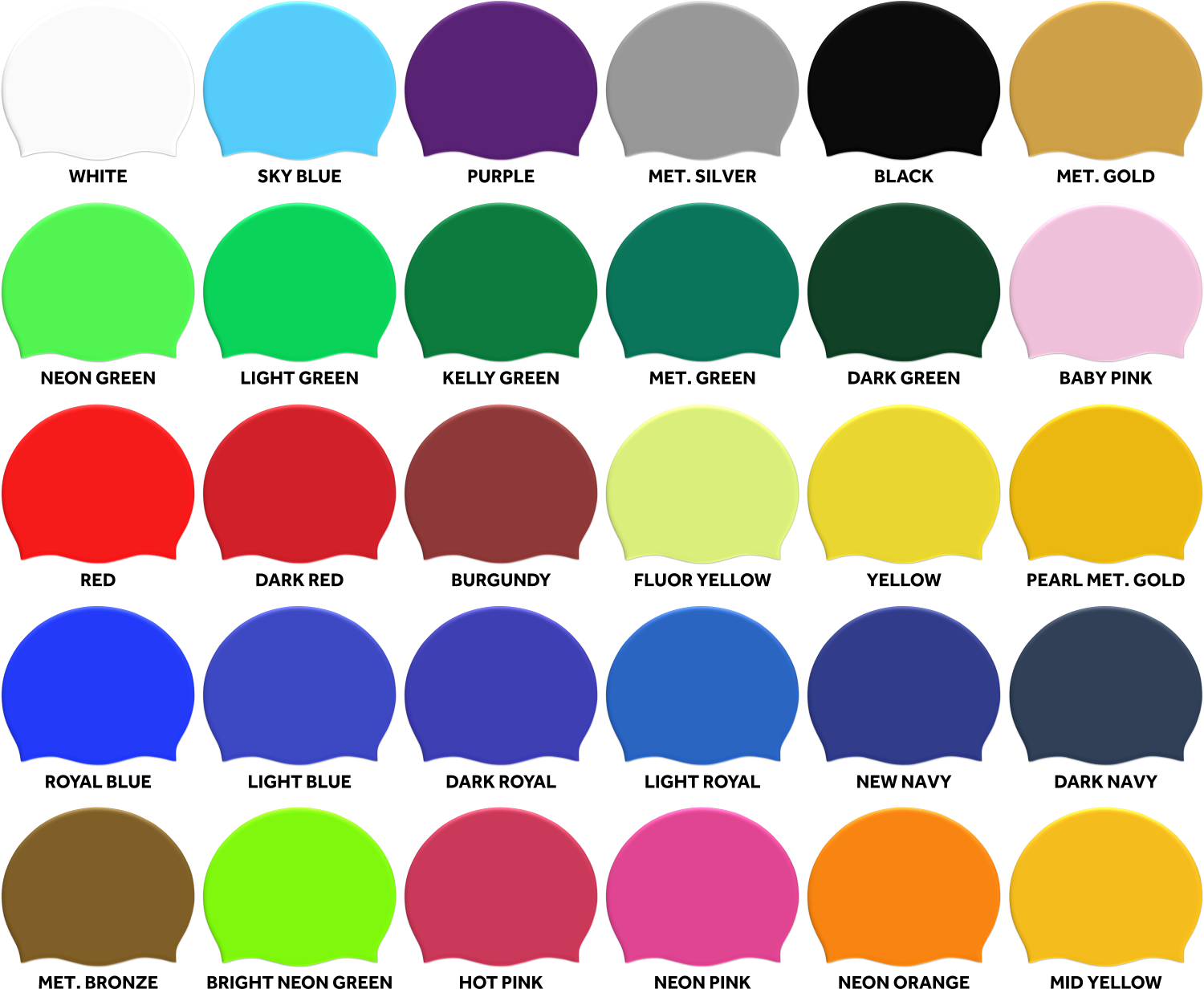 SwimPath Custom Printed Silicone Cap Colours
