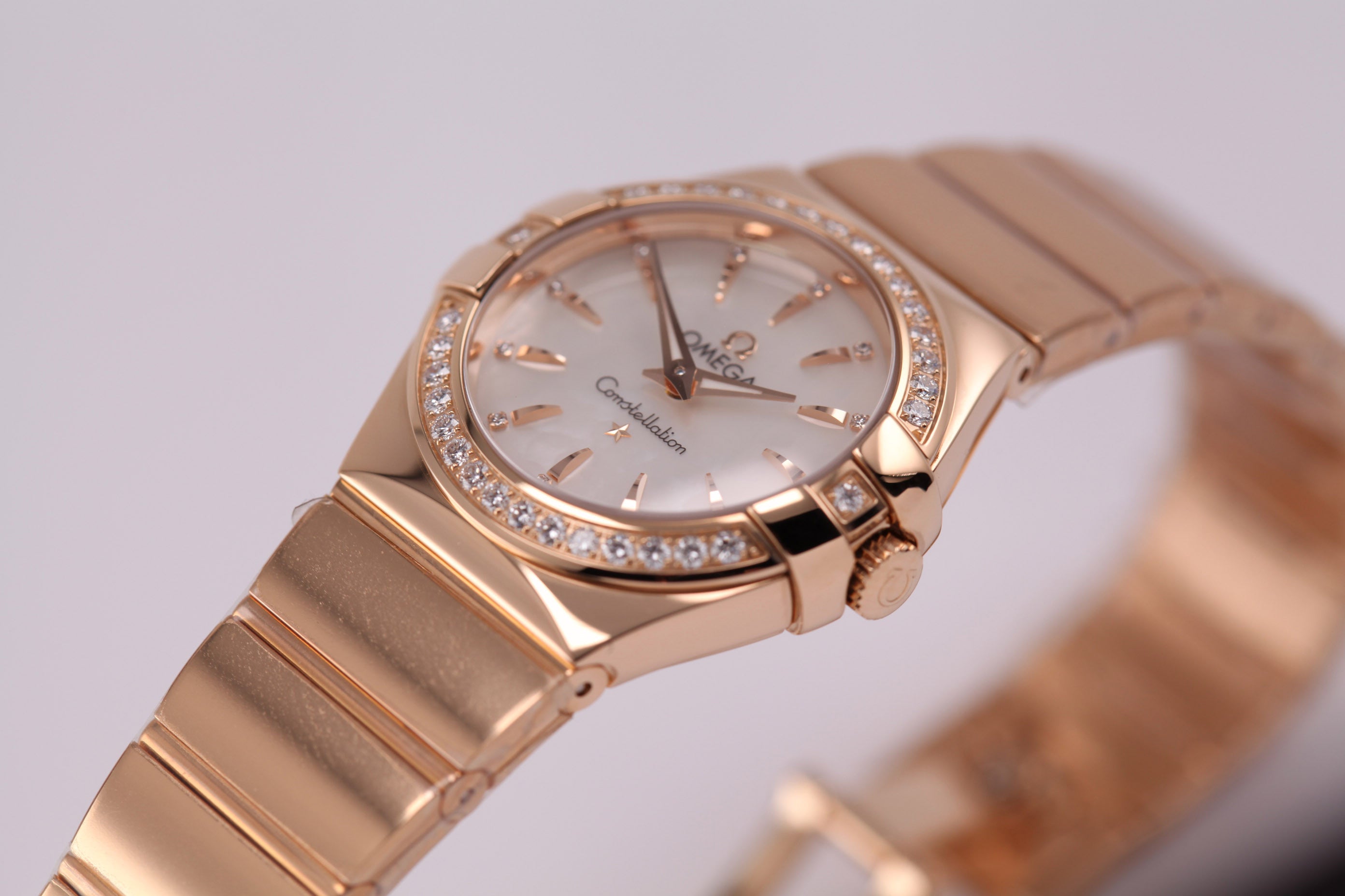 omega rose gold womens watch