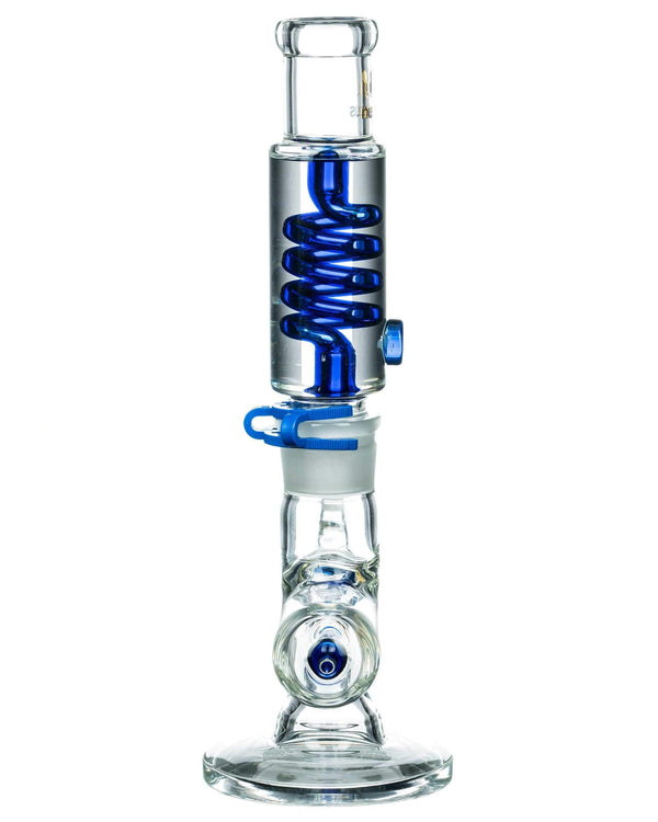Blue Glycerin Coil w/ Colored Inline Perc Bong by Nucleus
