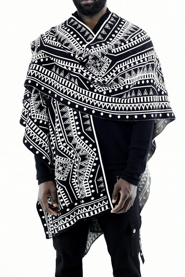 Mens Black and White Keys Poncho ZG5559