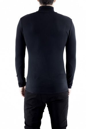 Mens Black Poloneck in Bamboo Knit ZG5349 – ZEITGEIST