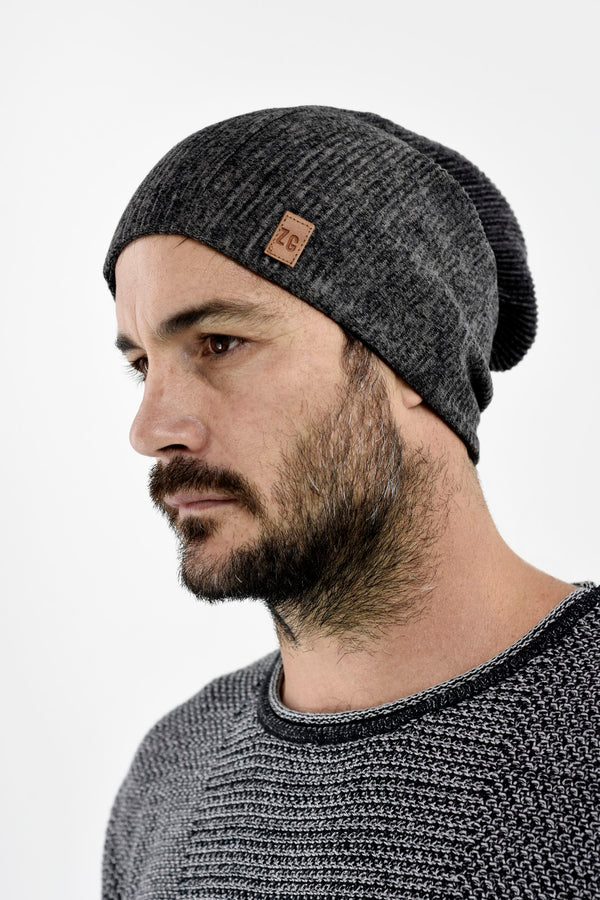 Charcoal brushed rib beanie ZG5447