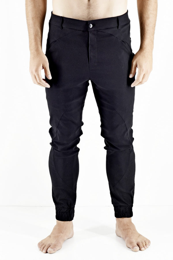 Mens Pants Black with Pocket Detail and Elasticated Cuff ZG5175