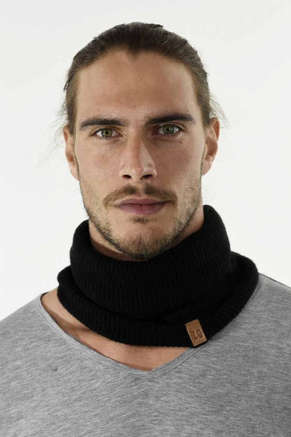 BLACK KNIT AND RIB BUFF ZG5272