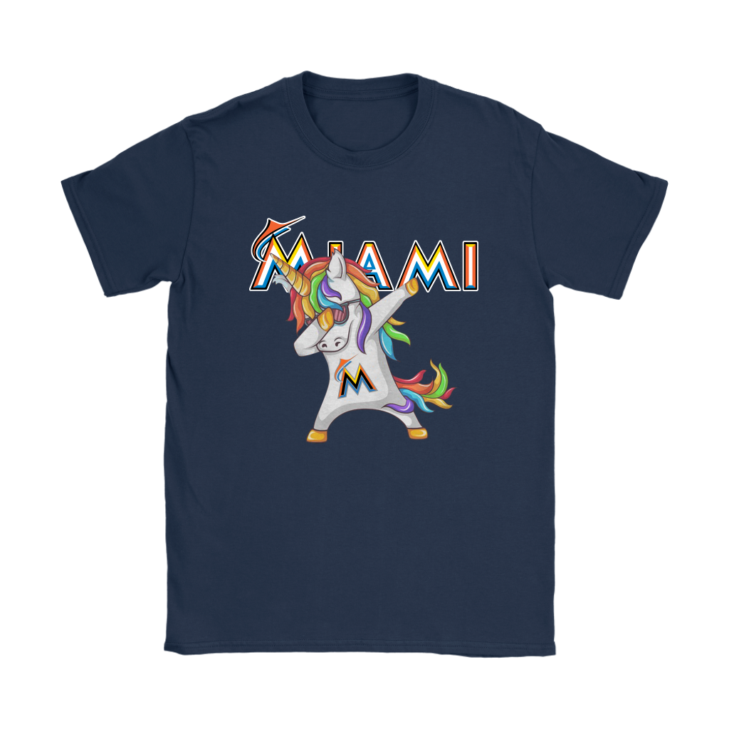 Miami Marlins Unicorn Dabbing Baseball Sports Shirts Women – Alottee