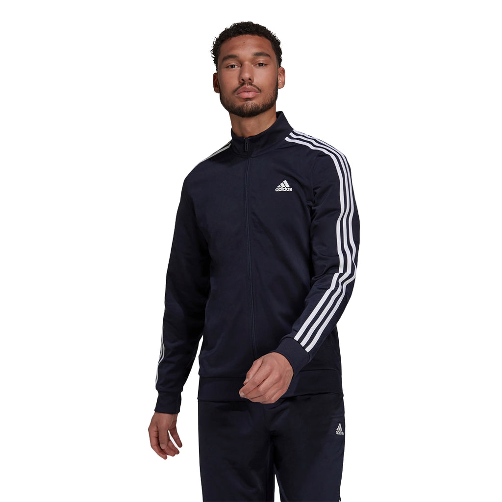 adidas Men's Grey/Black Primegreen Essentials Warm-Up 3-Stripes Track  Jacket - Hibbett