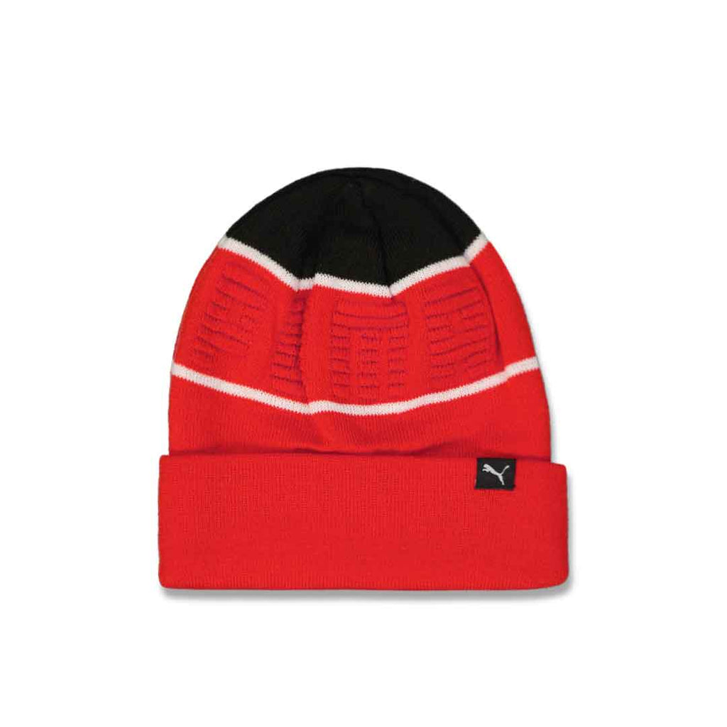 Bonnet Puma Golf P Removable Pom Beanie Navy Persian Red White - Hiver 2022