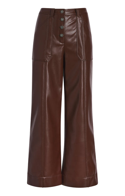 Azure Leather Flare Pants - Brown PU – Thats So Fetch US