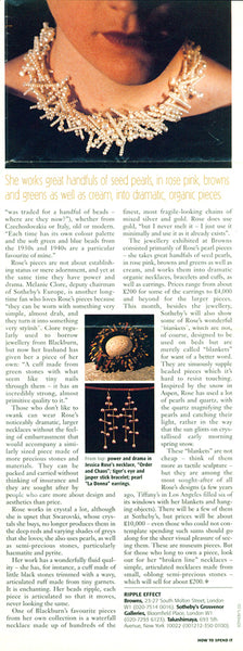 Financial Times magazine article about artist and jeweler Jessica Rose