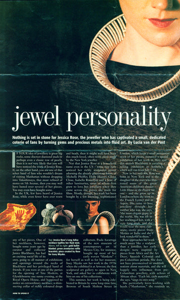 Financial Times magazine article about artist and jeweler Jessica Rose