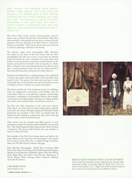 Cooperative Wedding Hive, Green Door magazine