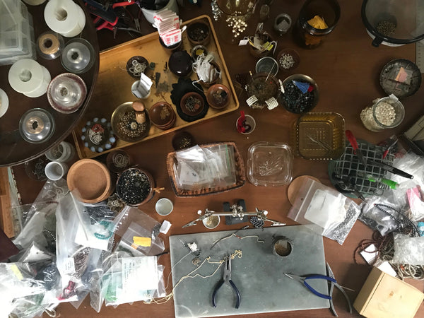 Estyn Hulbert messy jewelry workbench