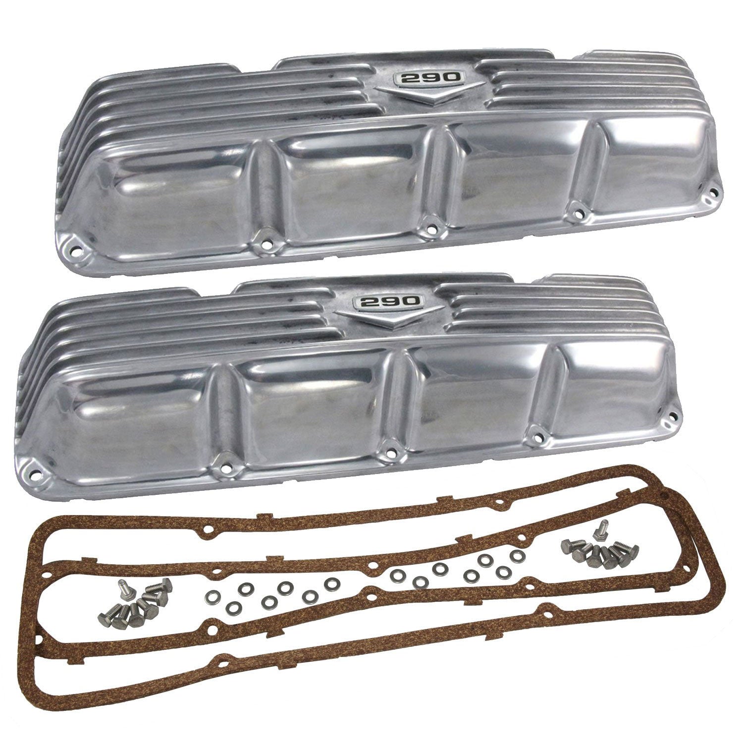 Valve Cover Kit 290 Logo Finned Polished Aluminum 1966 69 Amc Jeep American Performance Products Inc