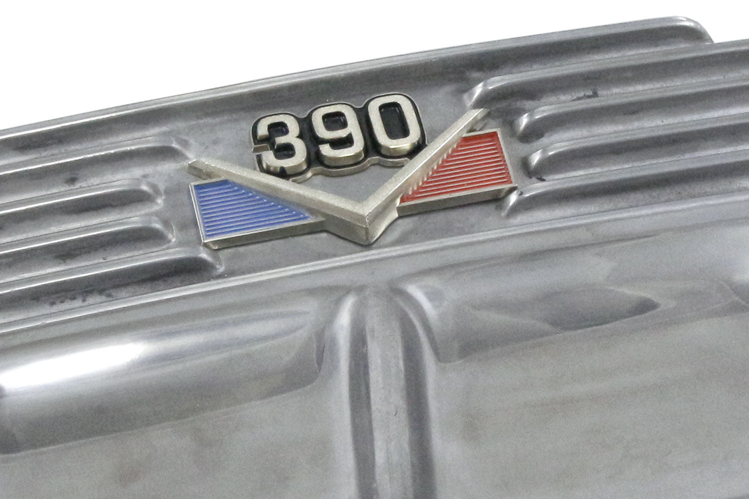 Valve Cover Kit, 390 Logo, Finned Polished Aluminum, 1968