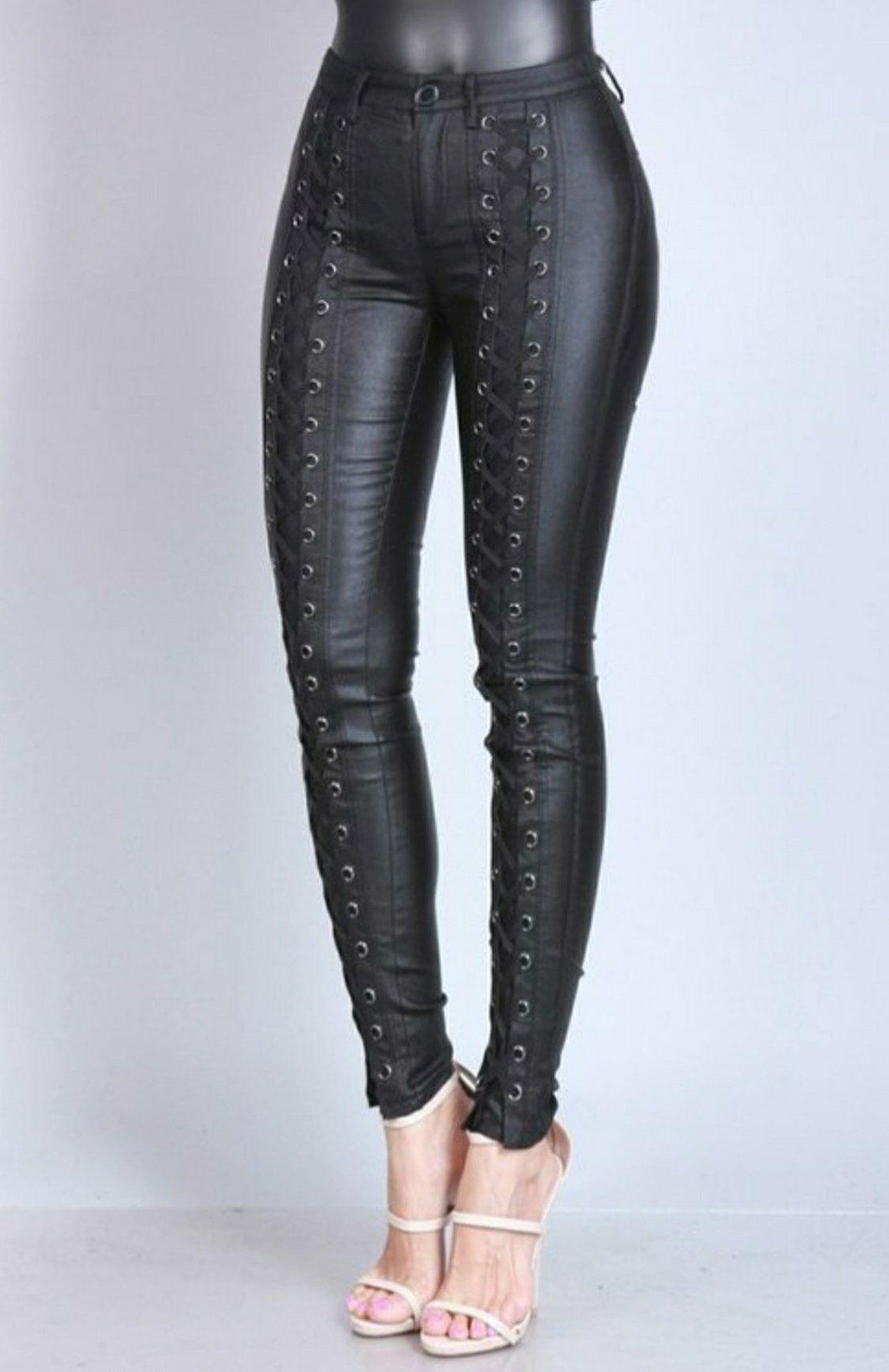 CRISS CROSS HEAVEN FAUX LEATHER PANTS – LadyTee Collection