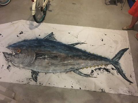 Done Deal 502# Bluefin Tuna, Larry Rackley, Nautical Paschens, fish print art