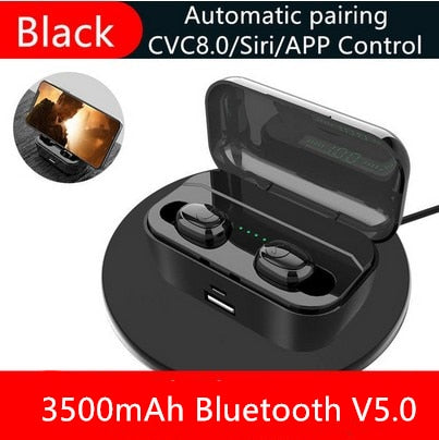 Waterproof 3500mAh Mini wireless Bluetooth 5.0 Sport MIC Earbuds For Iphone Samsung Xiaomi Huawei 7 8 6 X XR