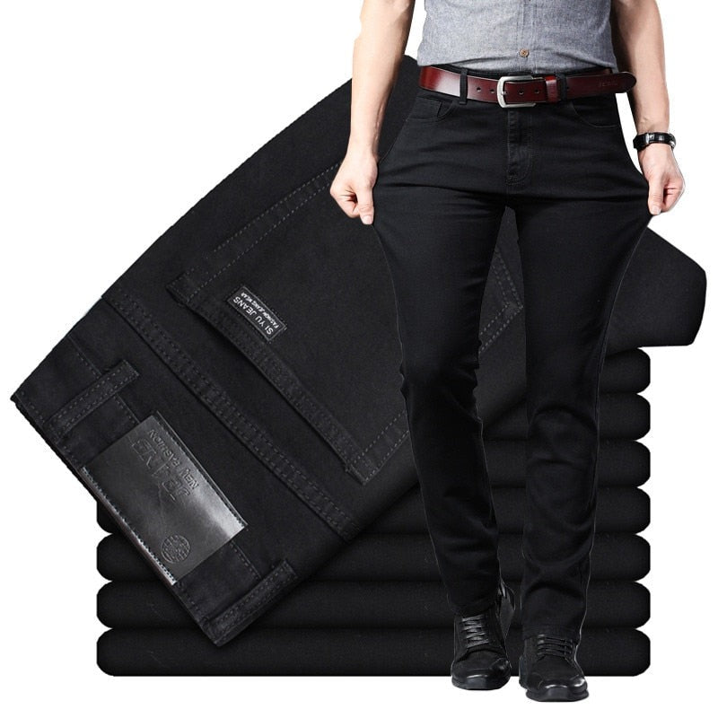 Men's Classic Black Jeans Elastic Slim Fit Denim Jean Trousers Male Plus Size 40 42 44 46 Business Casual Pants Brand