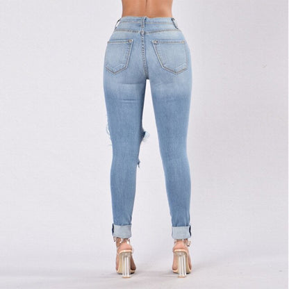 Women's new ripped slim fit jeans