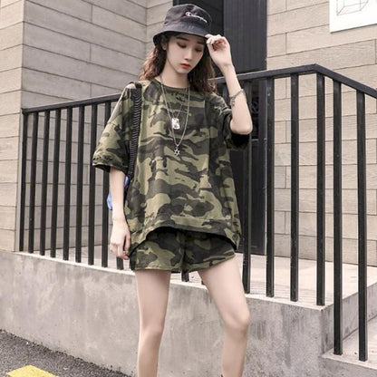 Women's camo body Suits Two Piece Set