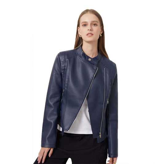 New Style Ladies Slim Leather Spring Thin Long-Sleeved Jacket