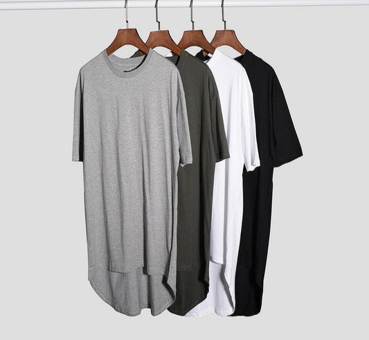 Men's  t -shirts extended irregular hem