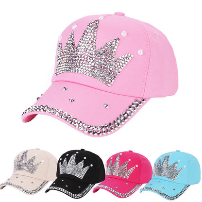 Women's  baseball Rhinestone Crown design logo snapback Hat